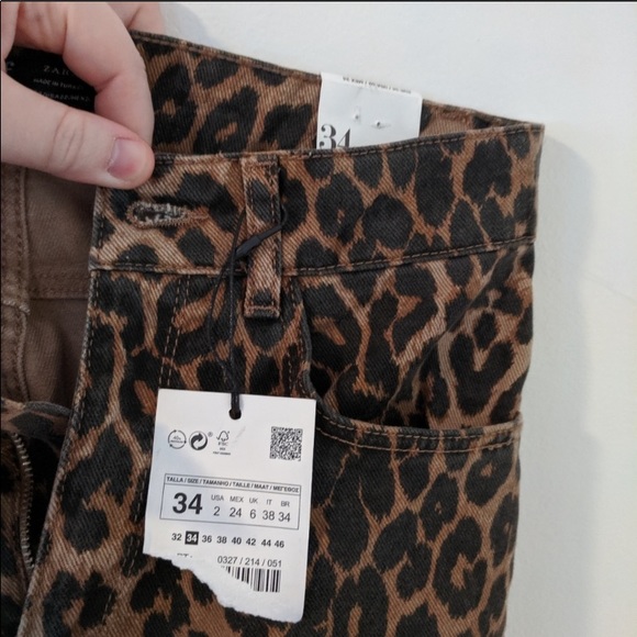 ZARA HW LEOPARD STRAIGHT LEG JEAN - Picture 6 of 6